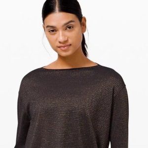 LULULEMON Black and Gold Lululemon Shine shirt Limited Edition